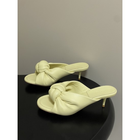BV Cherry Knotted Leather Mules - Flat / 5cm / 9cm Heels - Yellow