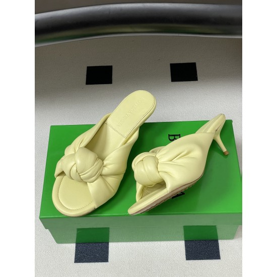 BV Cherry Knotted Leather Mules - Flat / 5cm / 9cm Heels - Yellow