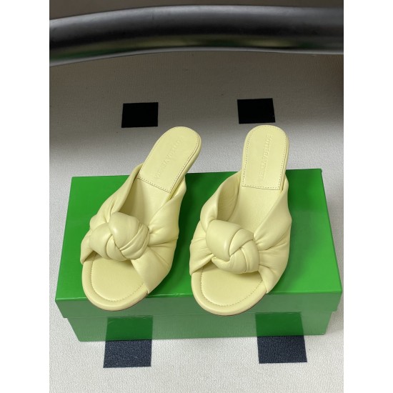 BV Cherry Knotted Leather Mules - Flat / 5cm / 9cm Heels - Yellow