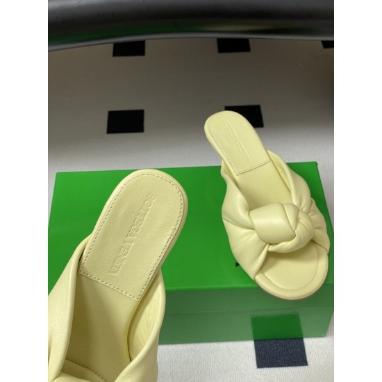BV Cherry Knotted Leather Mules - Flat / 5cm / 9cm Heels - Yellow
