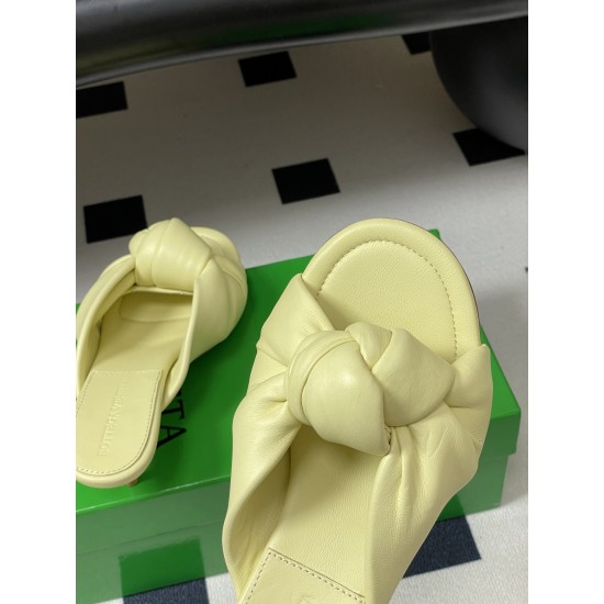 BV Cherry Knotted Leather Mules - Flat / 5cm / 9cm Heels - Yellow