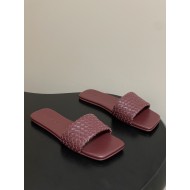 BV Palazzo Woven Leather Slides - Burgundy