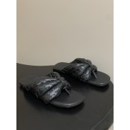 BV Salsa Puffy Woven Leather Thong Sandals- Black