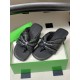 BV Salsa Puffy Woven Leather Thong Sandals- Black