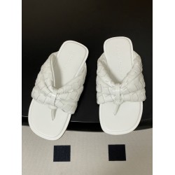 BV Salsa Puffy Woven Leather Thong Sandals- White