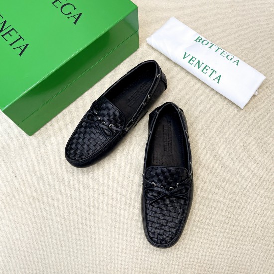 BV Men's intrecciato Loafers - Premium Calfskin Driving Shoes- Deep Blue
