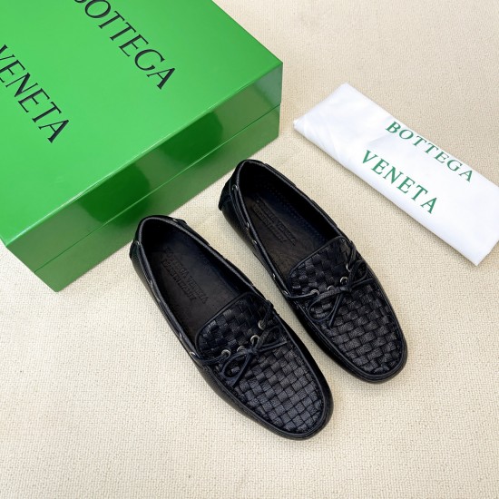 BV Men's intrecciato Loafers - Premium Calfskin Driving Shoes- Deep Blue