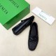 BV Men's intrecciato Loafers - Premium Calfskin Driving Shoes- Deep Blue
