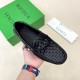 BV Men's intrecciato Loafers - Premium Calfskin Driving Shoes- Deep Blue