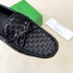 BV Men's intrecciato Loafers - Premium Calfskin Driving Shoes- Deep Blue
