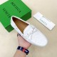 BV Men's intrecciato Loafers - Premium Calfskin Driving Shoes - White