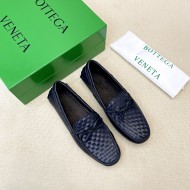 BV Men's intrecciato Loafers - Premium Calfskin Driving Shoes- Light Blue