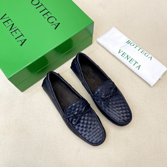 BV Men's intrecciato Loafers - Premium Calfskin Driving Shoes- Light Blue