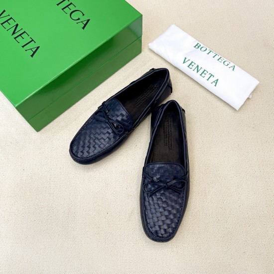 BV Men's intrecciato Loafers - Premium Calfskin Driving Shoes- Light Blue