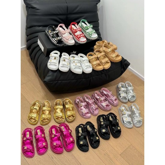Chanel Dad Sandals Collection | Real Calf Leather, Canvas & Quilted Slides